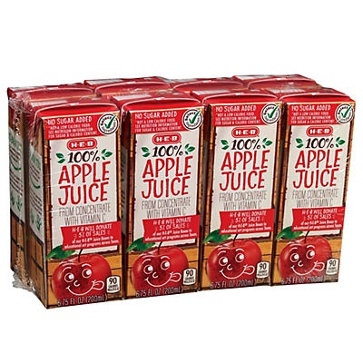 slide 1 of 1, H-E-B Select Ingredients 100% Apple Juice - 8 ct, 8 ct