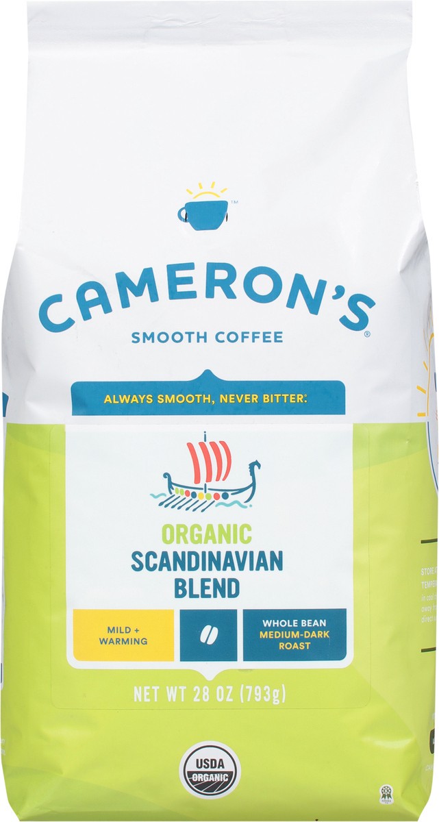 slide 4 of 12, Cameron's Organic Medium-Dark Roast Whole Bean Smooth Scandinavian Blend Coffee 28 oz, 28 oz