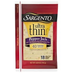 Sargento Ultra Thin Natural Pepper Jack Sliced Cheese, 18 slices, 6.84 oz