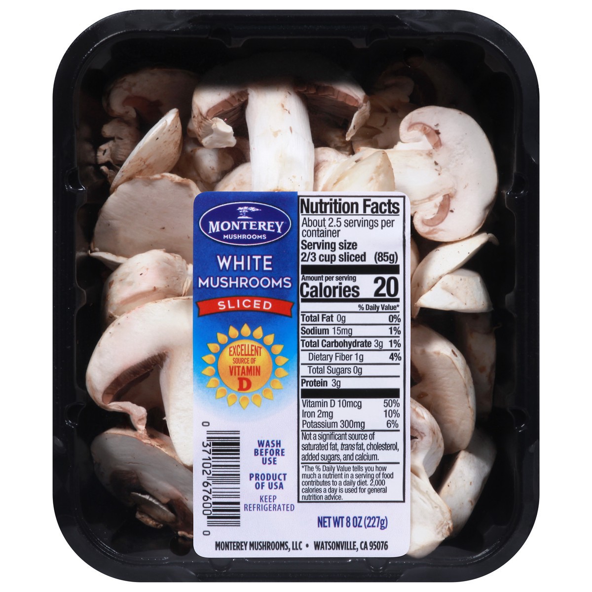 slide 5 of 9, White Mushrooms, 8 oz