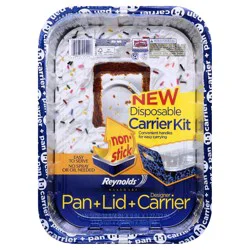 Reynolds Kitchens 12.75 x 9 x 1.84 in. Cake Pan with Lid Disposable Carrier Kit 1 ct Pack