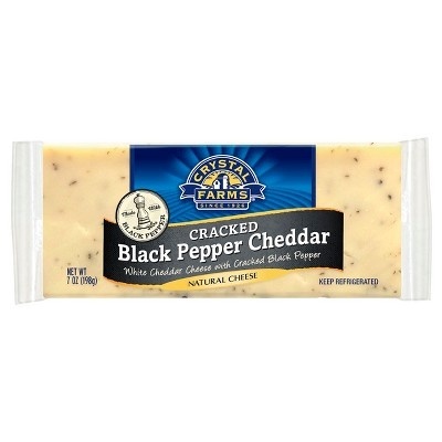 slide 1 of 1, Crystal Farms Cracked Black Pepper Cheddar Cheese, 7 oz