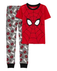 Carter's Kid Marvel Print Cotton Blend 2-Piece Pajamas Grey/Red 7