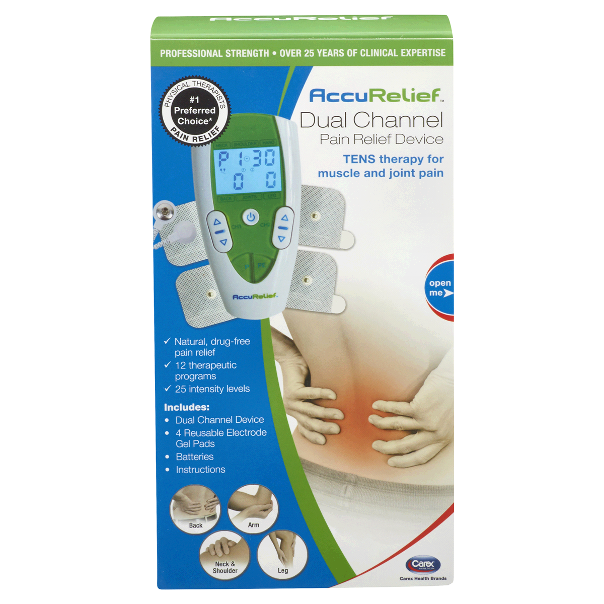 slide 1 of 2, AccuRelief Carex Accurelief Dual Channel Pain Relief Device, 1 ct