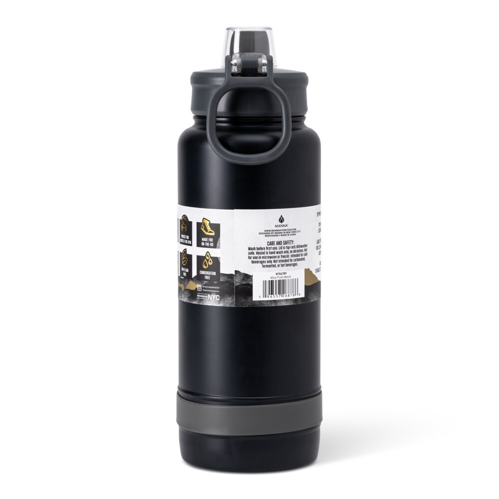 slide 2 of 4, Manna™ Push™ Staineless Steel Water Bottle - Black, 40 oz