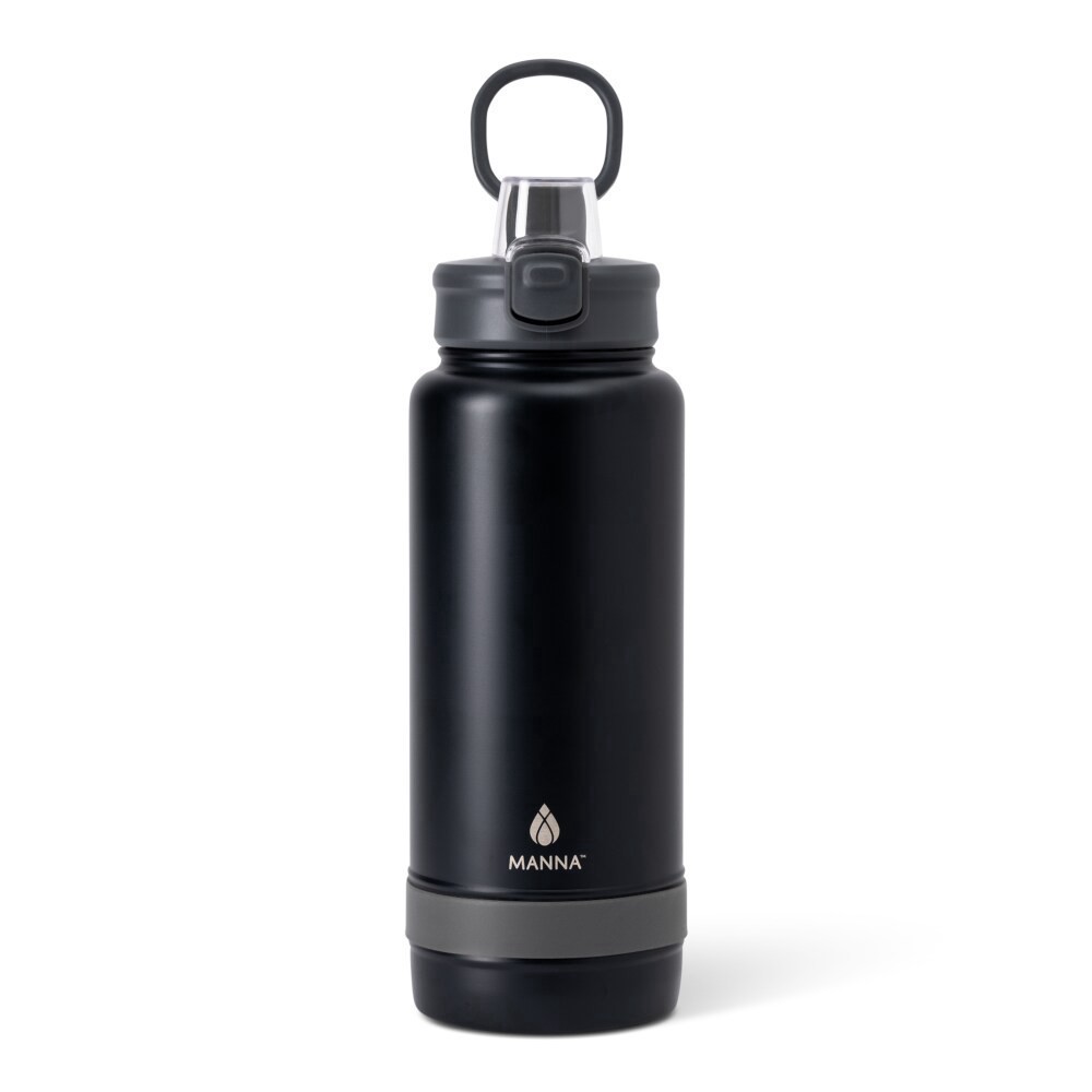 slide 4 of 4, Manna™ Push™ Staineless Steel Water Bottle - Black, 40 oz