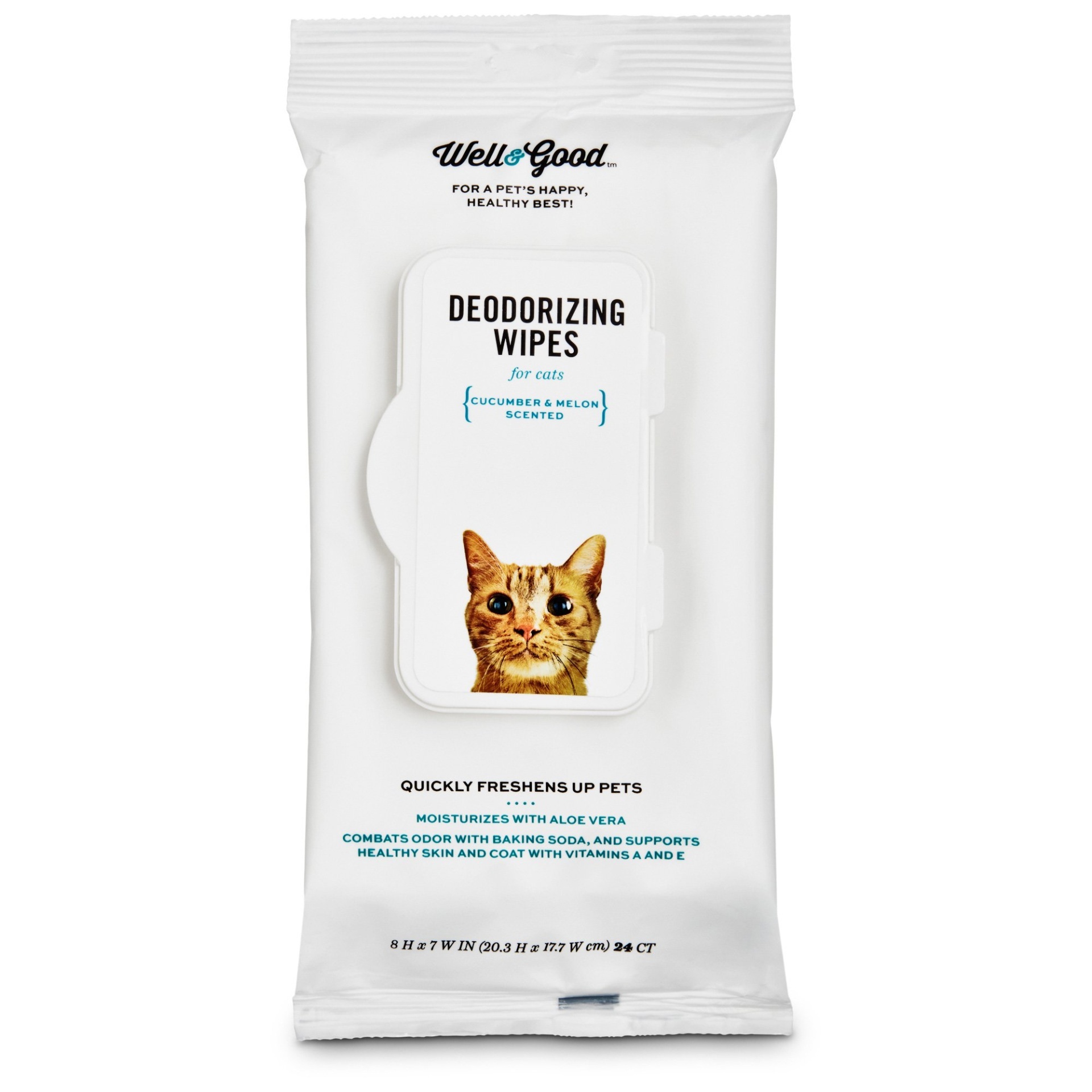 slide 1 of 1, Well & Good Deodorizing Cucumber Melon Cat Wipes, 24 ct