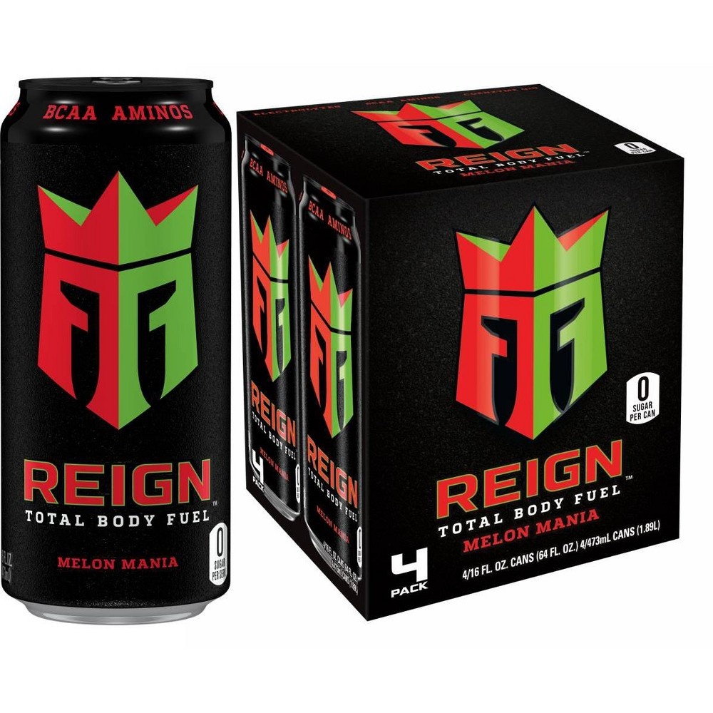 slide 3 of 3, Reign Melon Mania Energy Drink, 4 ct, 16 fl oz