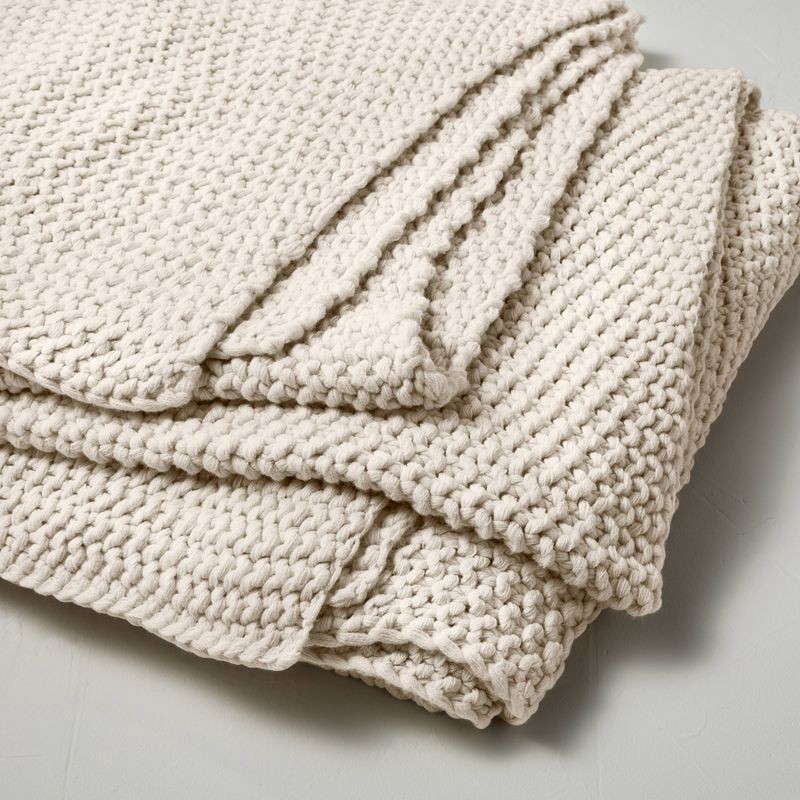 slide 3 of 4, Full/Queen Chunky Knit Bed Blanket Natural - Casaluna™, 1 ct
