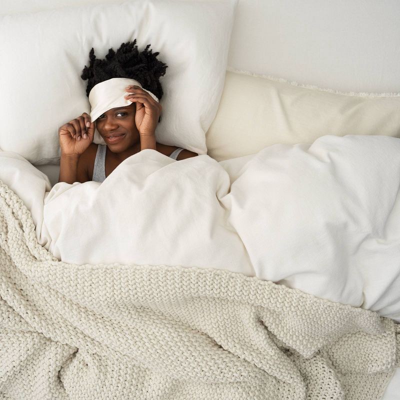 slide 2 of 4, King Chunky Knit Bed Blanket Natural - Casaluna™: Acrylic Sweater Knit, Machine Washable, All Ages, 1 ct