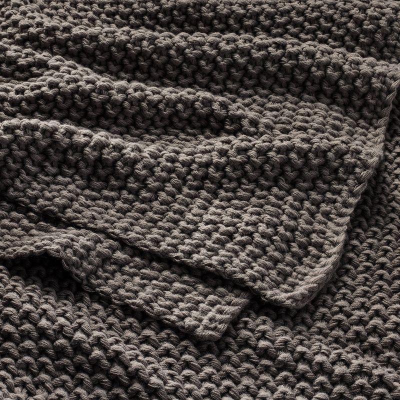 slide 3 of 6, Full/Queen Chunky Knit Bed Blanket Dark Gray - Casaluna™: Acrylic, Sweater Knit, Machine Washable, 1 ct
