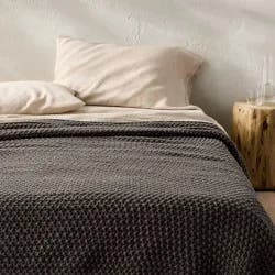 Full/Queen Chunky Knit Bed Blanket Dark Gray - Casaluna™: Acrylic, Sweater Knit, Machine Washable