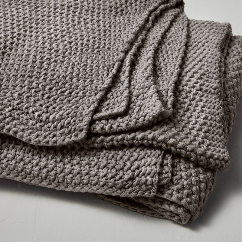 slide 2 of 4, King Chunky Knit Bed Blanket Dark Gray - Casaluna™: Acrylic Sweater Knit, Machine Washable, All Ages, 1 ct