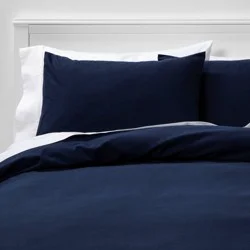 Full/Queen Easy-Care Duvet Cover & Sham Set Navy - Room Essentials