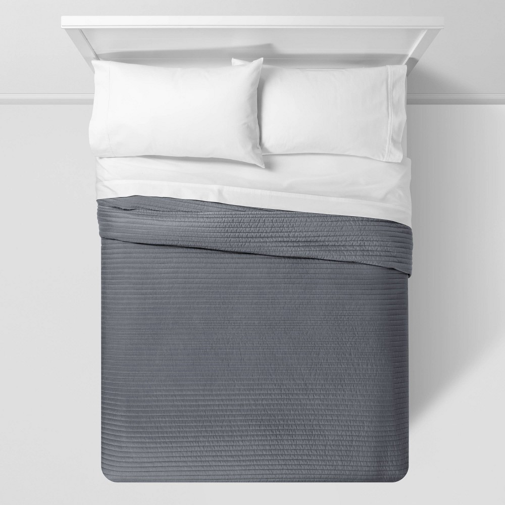 slide 2 of 5, Twin/Twin Extra Long Garment Washed Microfiber Quilt Charcoal - Room Essentials, 1 ct