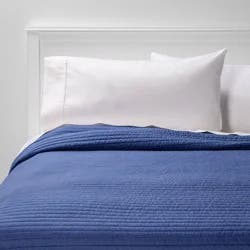Twin/Twin Extra Long Garment Washed Microfiber Quilt Blue - Room Essentials