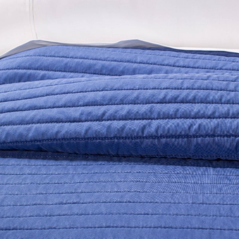 slide 2 of 6, Full/Queen Garment Washed Microfiber Quilt Blue - Room Essentials, 1 ct