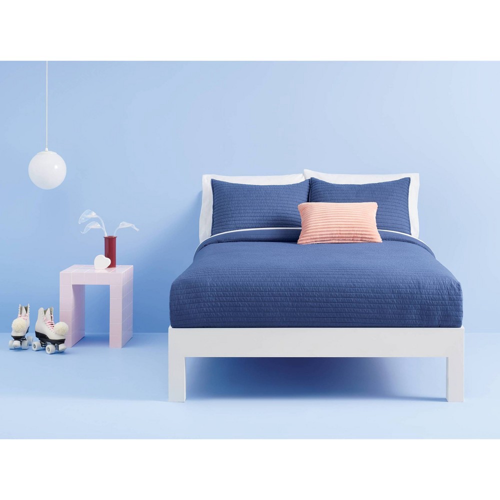 slide 5 of 6, Full/Queen Garment Washed Microfiber Quilt Blue - Room Essentials, 1 ct