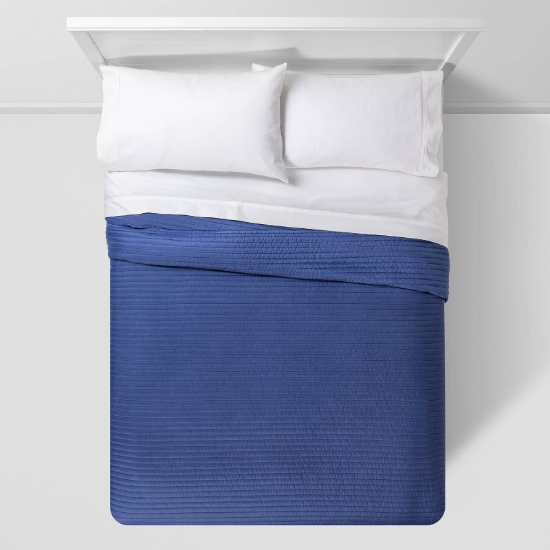 slide 6 of 6, King Garment Washed Microfiber Quilt Blue - Room Essentials, 1 ct