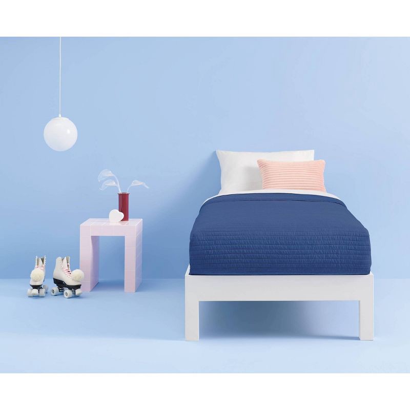 slide 5 of 6, King Garment Washed Microfiber Quilt Blue - Room Essentials, 1 ct