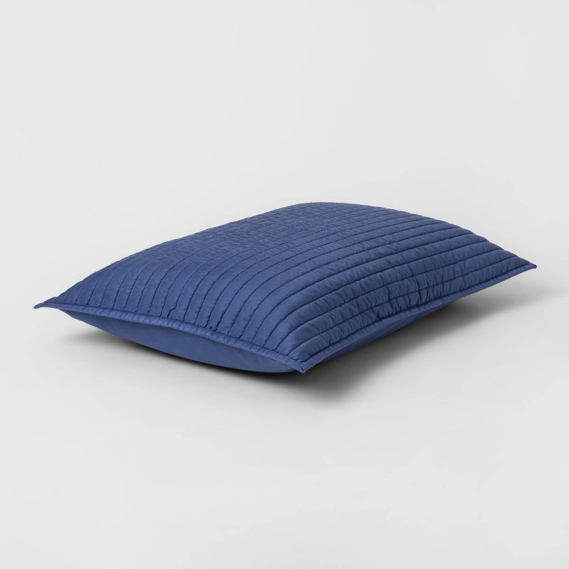 slide 2 of 3, Standard Garment Washed Microfiber Quilt Sham Blue - Room Essentials, 1 ct