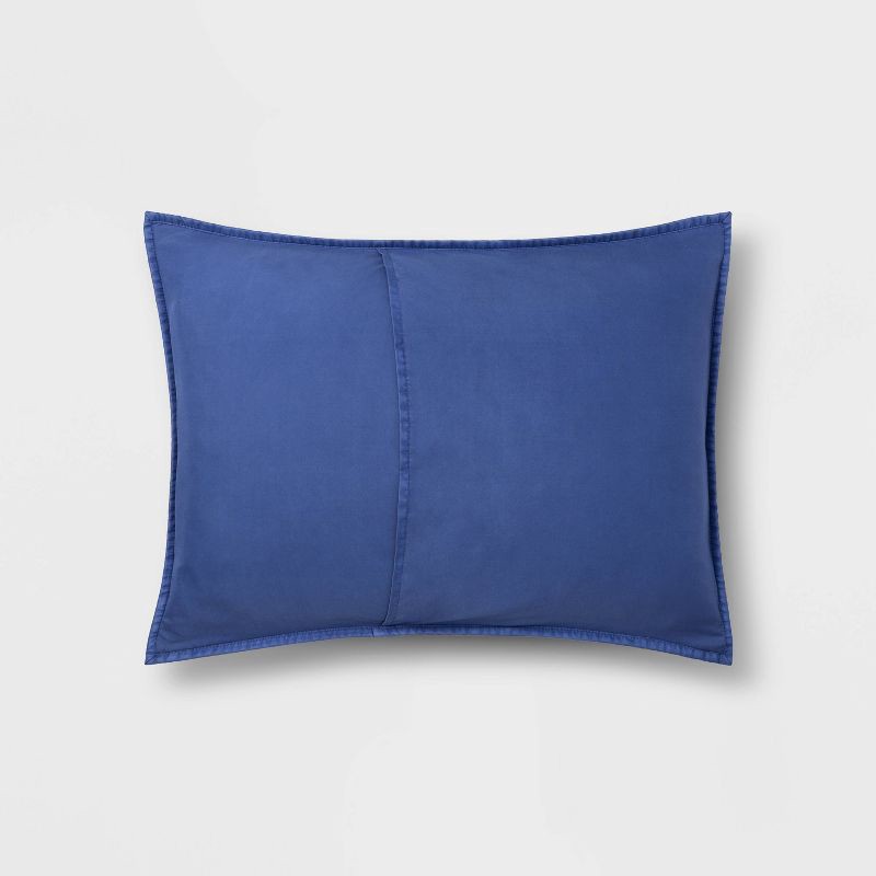 slide 3 of 3, Standard Garment Washed Microfiber Quilt Sham Blue - Room Essentials, 1 ct