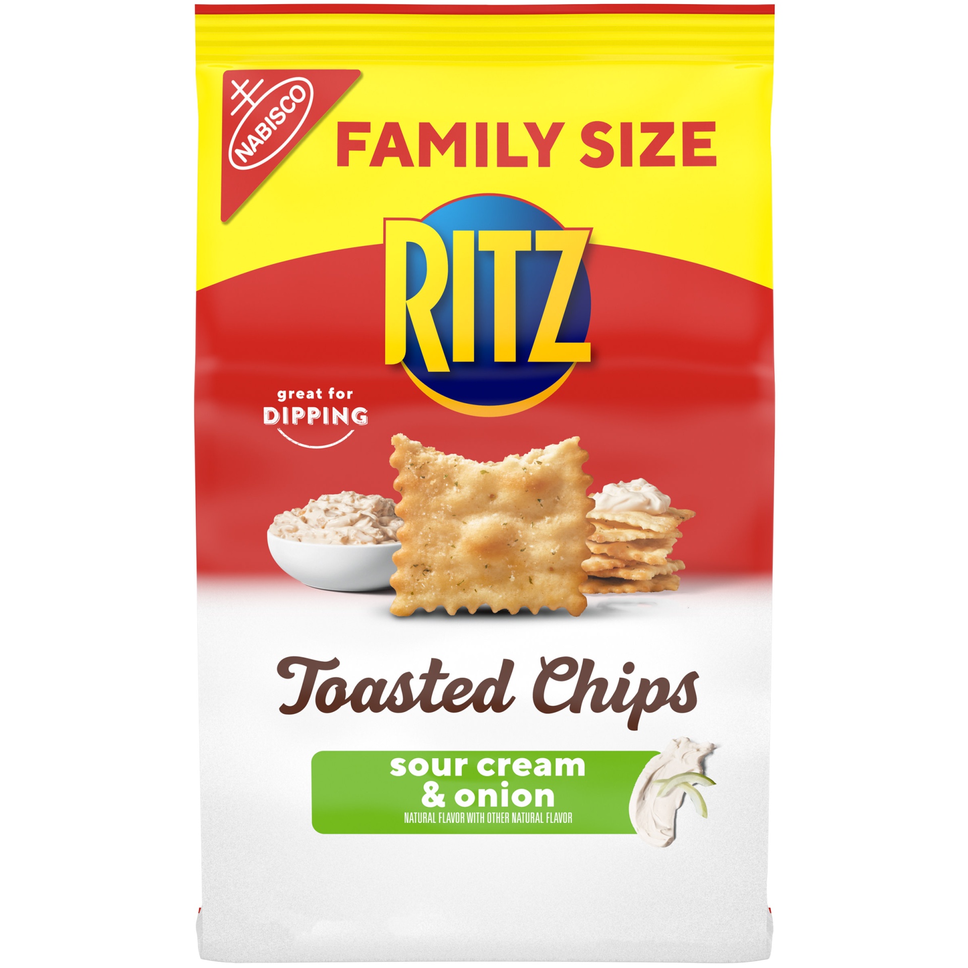 slide 1 of 2, RITZ Toasted Chips Sour Cream and Onion, Family Size, 11.4 oz