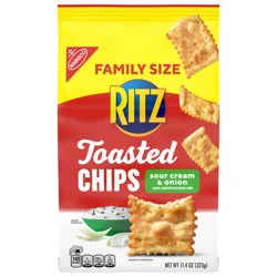 RITZ Toasted Chips Sour Cream and Onion Crackers, Party Snacks, Family Size, 11.4 oz