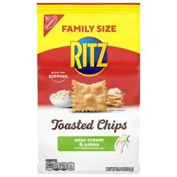 RITZ Toasted Chips Sour Cream and Onion Crackers, Family Size, 11.4 oz