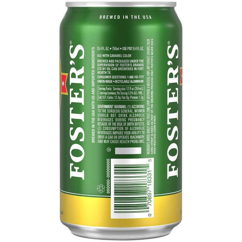 slide 2 of 3, Foster's Lager Beer - 25.4 fl oz Can, 25.4 fl oz