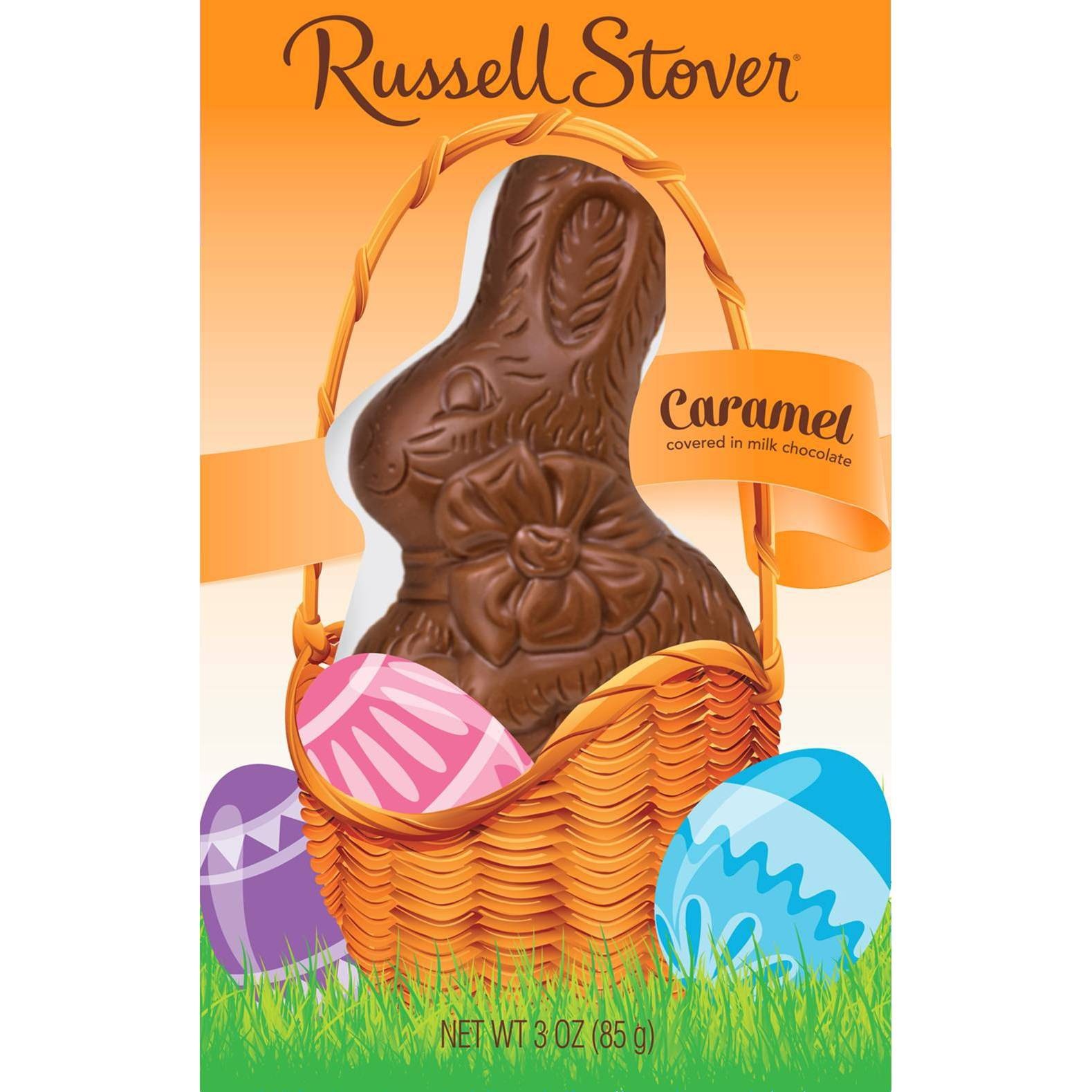 slide 1 of 1, Russell Stover Easter Caramel Milk Chocolate Bunny, 3 oz
