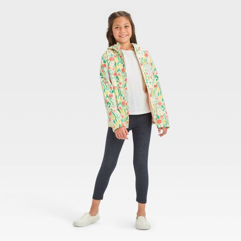 slide 3 of 3, Girls' Capri Leggings - Cat & Jack™ Blue M: High Rise, Skinny Leg, Stretch, French Terry, 1 ct