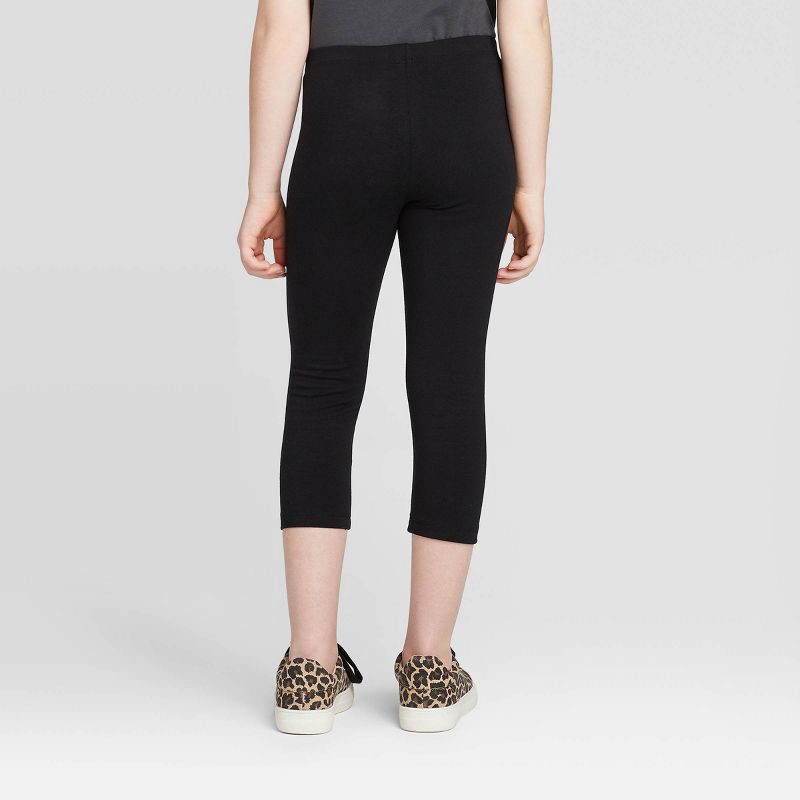 slide 4 of 6, Girls' Capri Leggings - Cat & Jack™ Black XS: Cotton-Spandex Blend, High Rise, Elastic Waistband, 1 ct