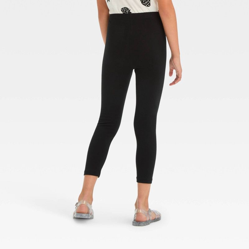 slide 2 of 6, Girls' Capri Leggings - Cat & Jack™ Black M: Cotton-Spandex Blend, High Rise, Elastic Waistband, Machine Washable, 1 ct