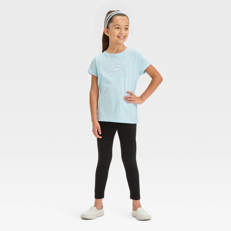 slide 6 of 6, Girls' Capri Leggings - Cat & Jack™ Black XL: Cotton-Spandex Blend, High Rise, Elastic Waistband, Machine Washable, 1 ct