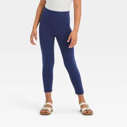 Girls' Capri Leggings - Cat & Jack™ Navy S: Cotton-Spandex Blend, High Rise, Elastic Waistband