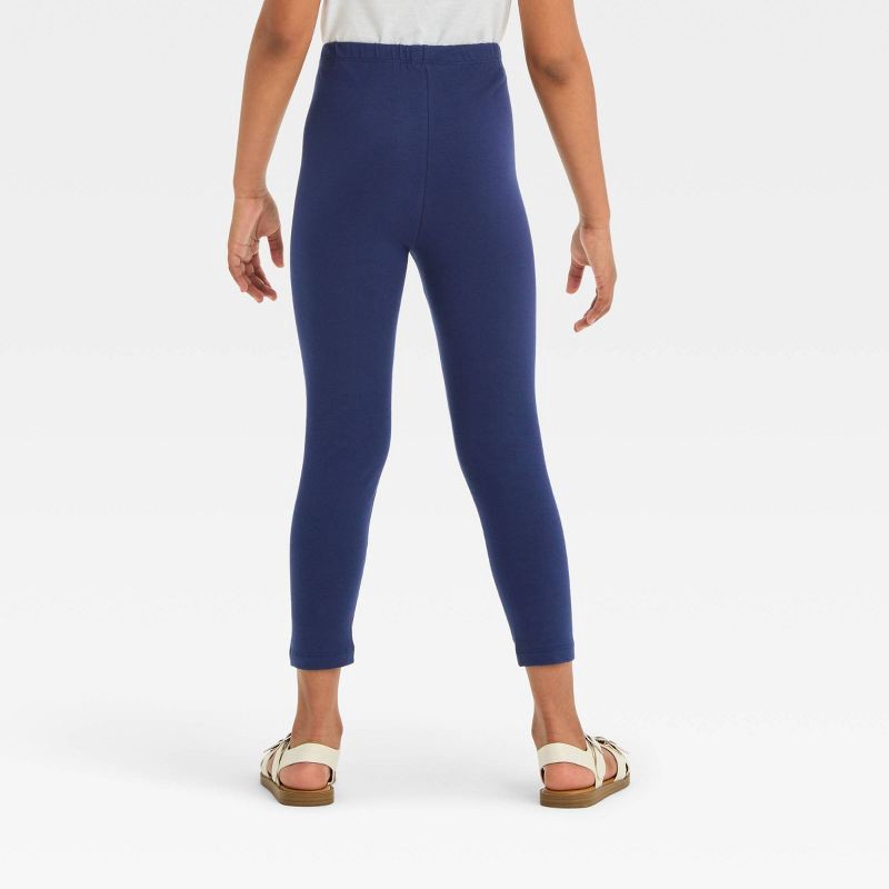 slide 2 of 3, Girls' Capri Leggings - Cat & Jack™ Navy XL: Cotton Spandex Blend, High Rise, Elastic Waistband, Machine Washable, 1 ct