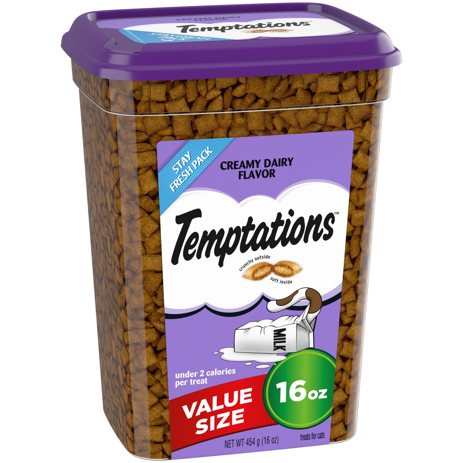 TEMPTATIONS Classic Crunchy and Soft Cat Treats Creamy Dairy Flavor 16 ...