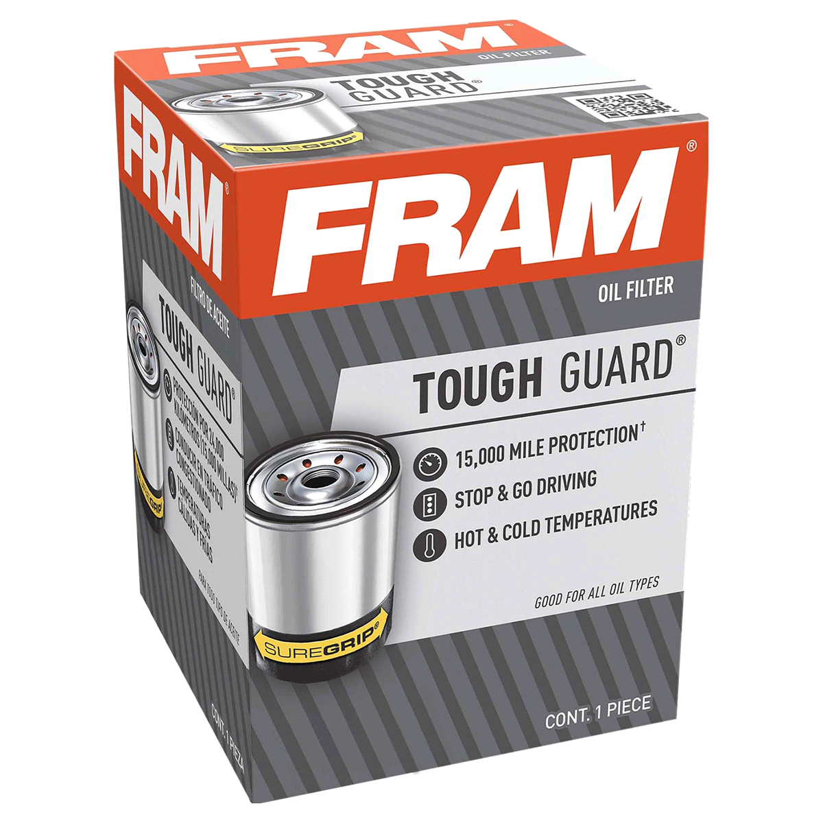 slide 1 of 1, Fram Tough Guard w/High Mileage Oil Filter, 1 ct