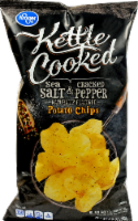 slide 1 of 1, Kroger Kettle Cooked Sea Salt & Cracked Pepper Potato Chips, 8.5 oz