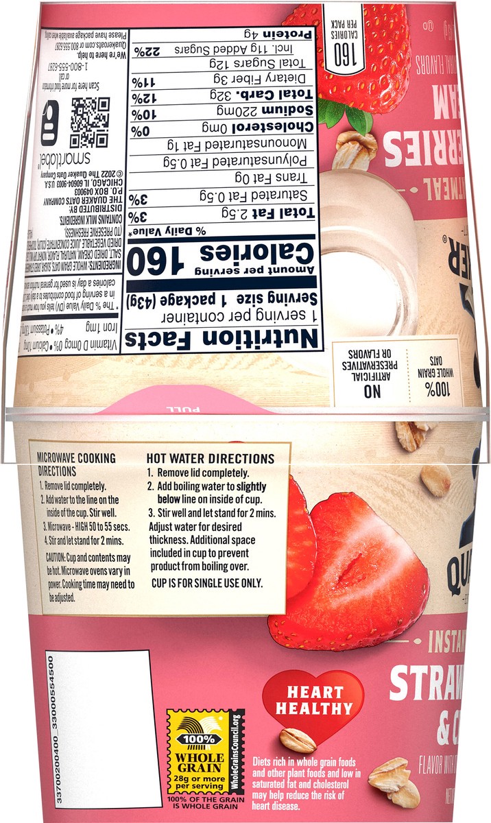 slide 3 of 6, Quaker Instant Oatmeal, Strawberry & Cream, Value Pack, 4 ct