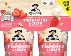 Quaker Instant Oatmeal, Strawberry & Cream, Value Pack
