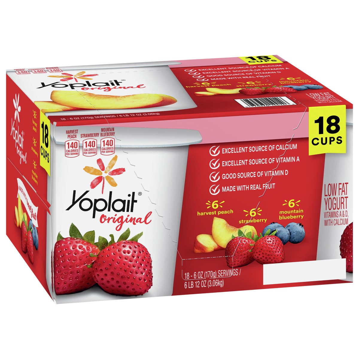 slide 2 of 9, Yoplait Original Low Fat Yogurt Pack, 18 Ct, 6 OZ Fruit Yogurt Cups, 18 ct