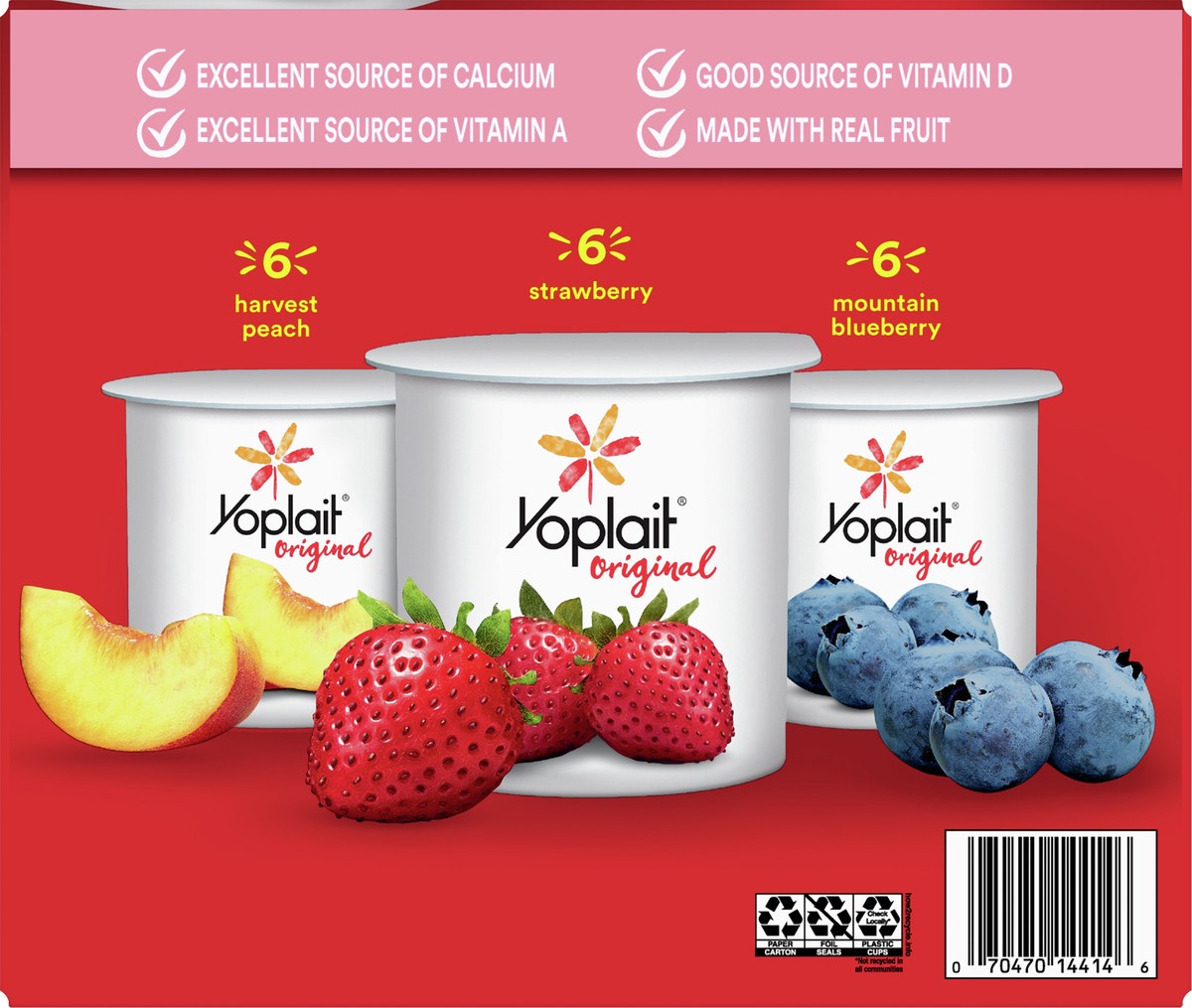 slide 4 of 9, Yoplait Original Low Fat Yogurt Pack, 18 Ct, 6 OZ Fruit Yogurt Cups, 18 ct