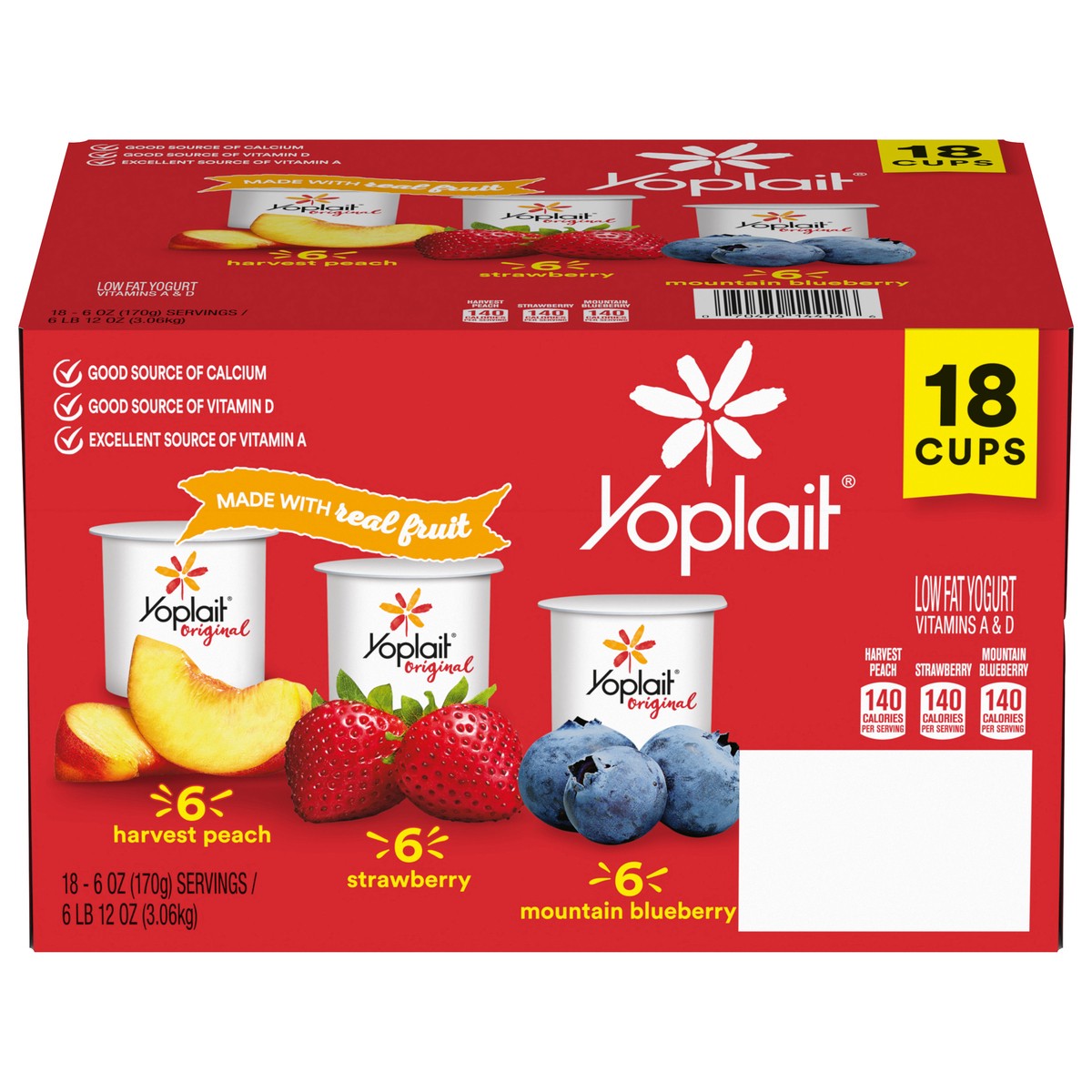 slide 1 of 9, Yoplait Original Low Fat Yogurt Pack, 18 Ct, 6 OZ Fruit Yogurt Cups, 18 ct