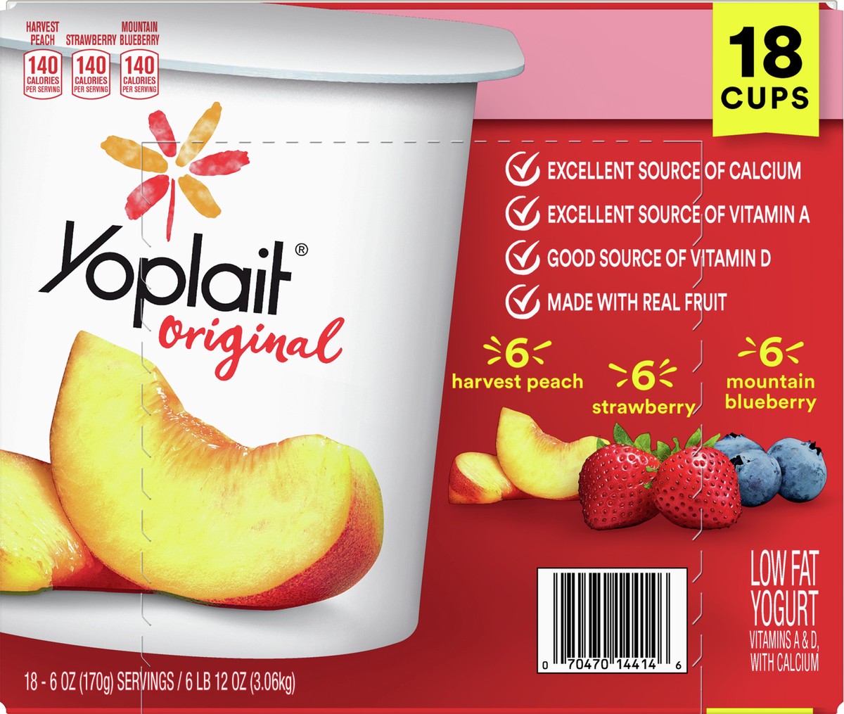 slide 9 of 9, Yoplait Original Low Fat Yogurt Pack, 18 Ct, 6 OZ Fruit Yogurt Cups, 18 ct
