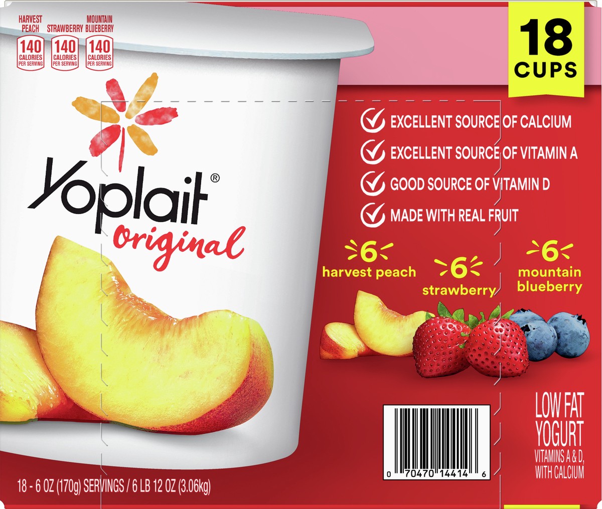 slide 8 of 9, Yoplait Original Low Fat Yogurt Pack, 18 Ct, 6 OZ Fruit Yogurt Cups, 18 ct