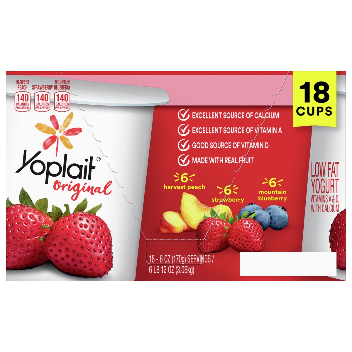 slide 1 of 9, Yoplait Original Low Fat Yogurt Pack, 18 Ct, 6 OZ Fruit Yogurt Cups, 18 ct
