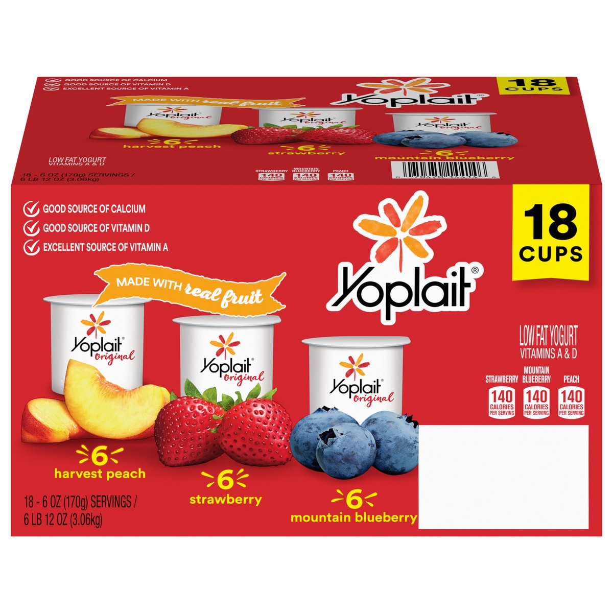 slide 1 of 9, Yoplait Original Low Fat Yogurt Pack, 18 Ct, 6 OZ Fruit Yogurt Cups, 18 ct