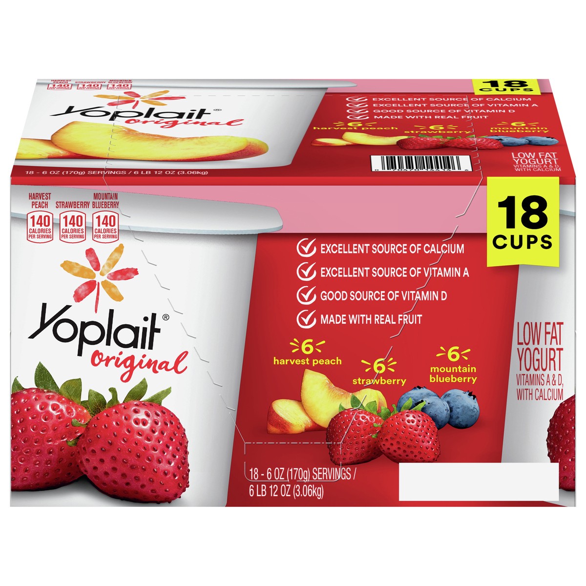 slide 1 of 9, Yoplait Original Low Fat Yogurt Pack, 18 Ct, 6 OZ Fruit Yogurt Cups, 18 ct